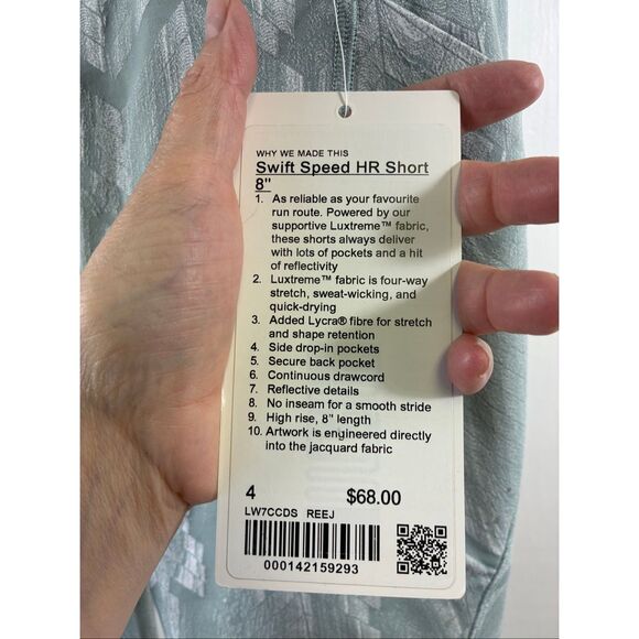 Lululemon NWT Swift Speed High Rise Short 8’ In Teal Size 4 - Picture 8 of 8